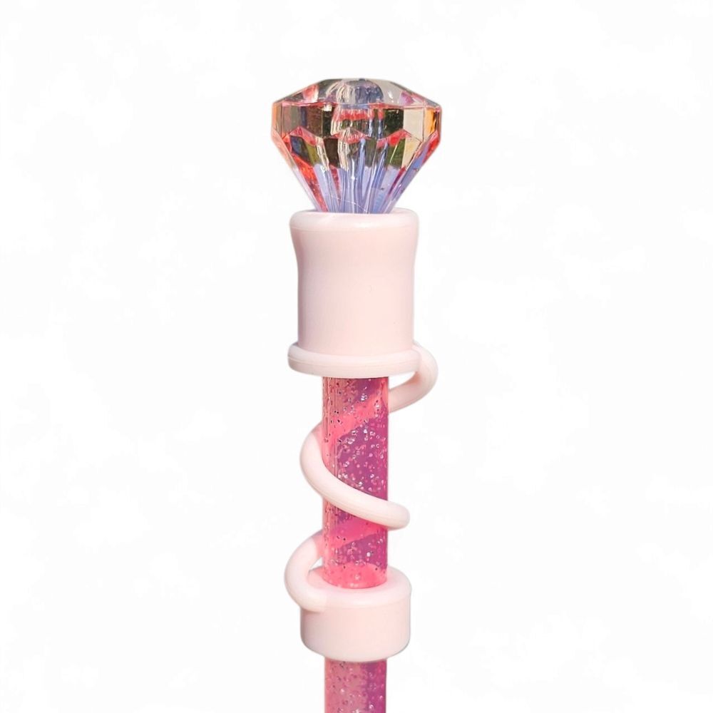 Blush Pink Diamond Silicone 10mm Straw   Topper | Straw Cover | Fits Sta…